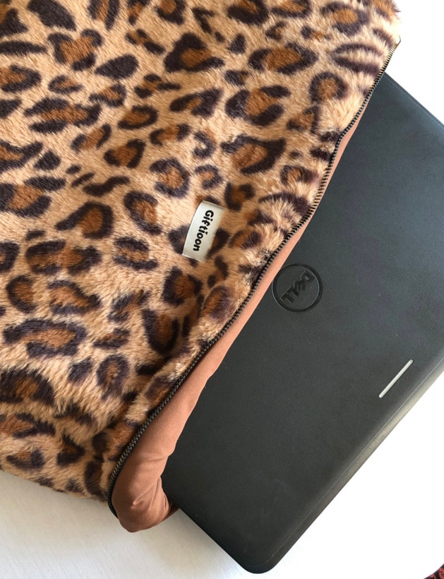 کاور لپتاپ/ آیپد پلنگی قهوه ای 🐆