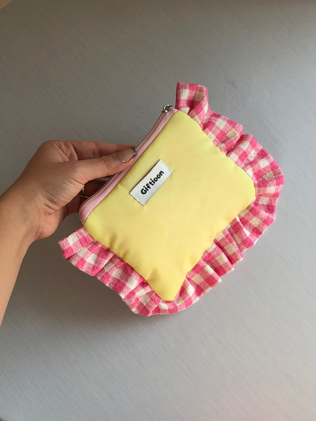 رافلد بگ چهارخونه صورتی/لیمویی💛💕